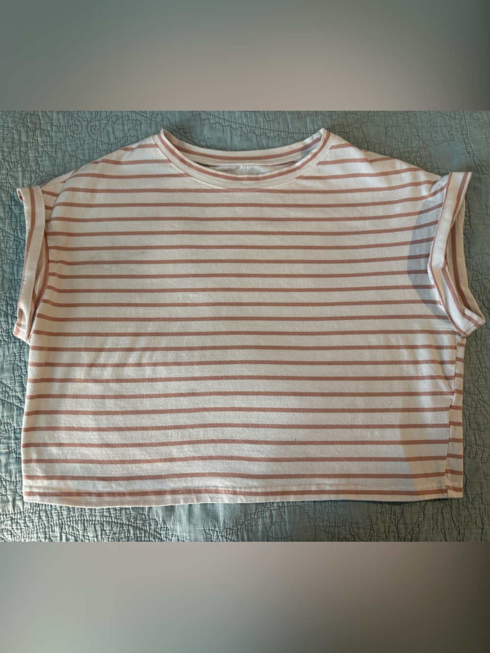 Cropped Striped Pink & White Tee